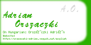 adrian orszaczki business card